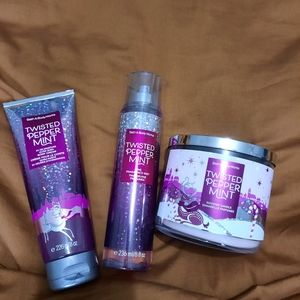 Bath and body works twisted Peppermint set